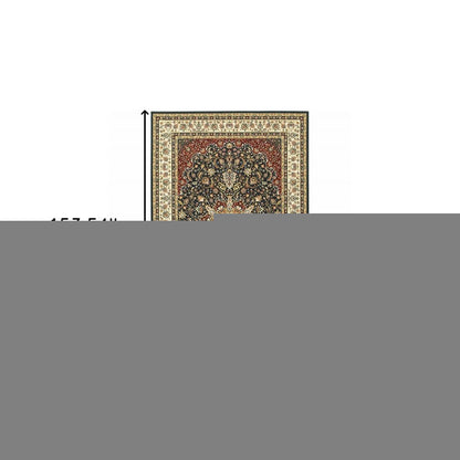10' X 13' Navy And Ivory Oriental Power Loom Stain Resistant Area Rug