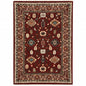 2' X 3' Red Black Ivory And Brown Oriental Power Loom Stain Resistant Area Rug With Fringe