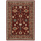 5' X 8' Red And Black Oriental Power Loom Area Rug With Fringe