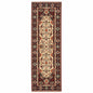 2' X 6' Red Ivory Blue And Orange Oriental Power Loom Stain Resistant Runner Rug With Fringe