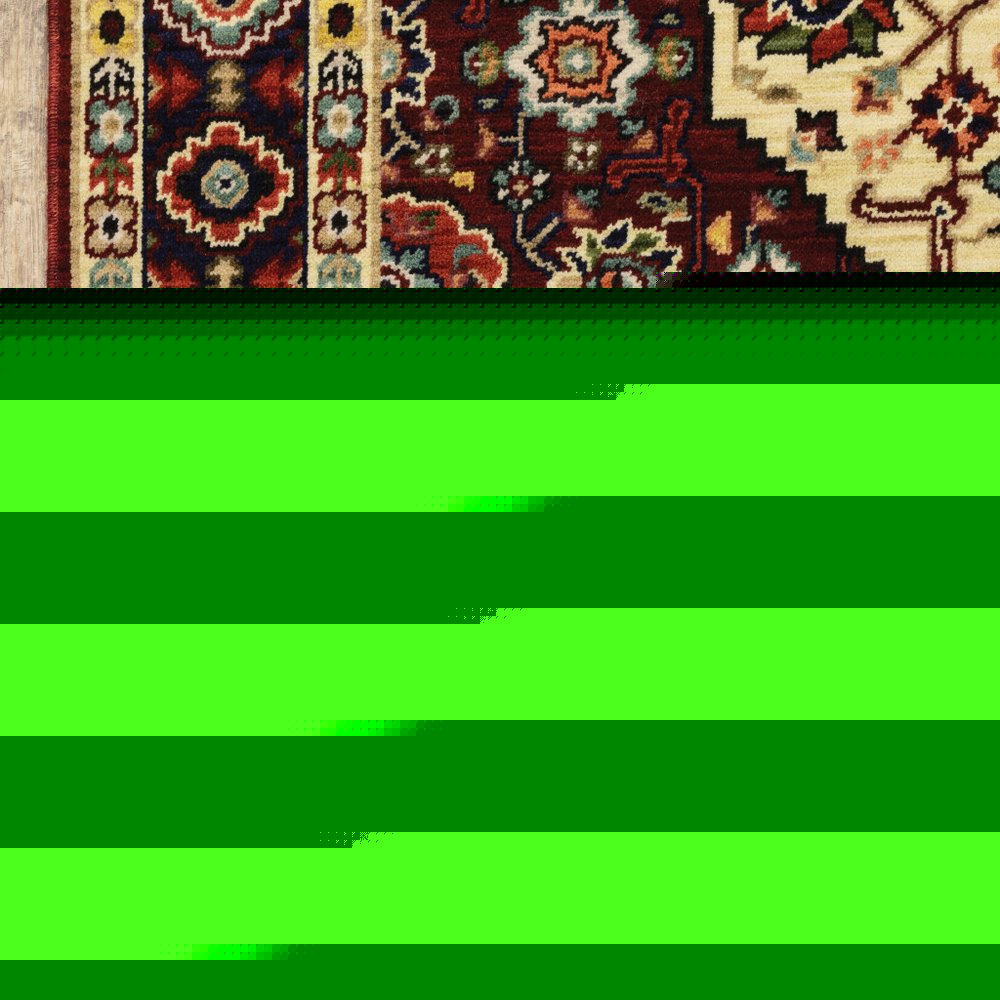2' X 6' Red Ivory Blue And Orange Oriental Power Loom Stain Resistant Runner Rug With Fringe