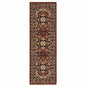 6' Red And Blue Oriental Runner Rug