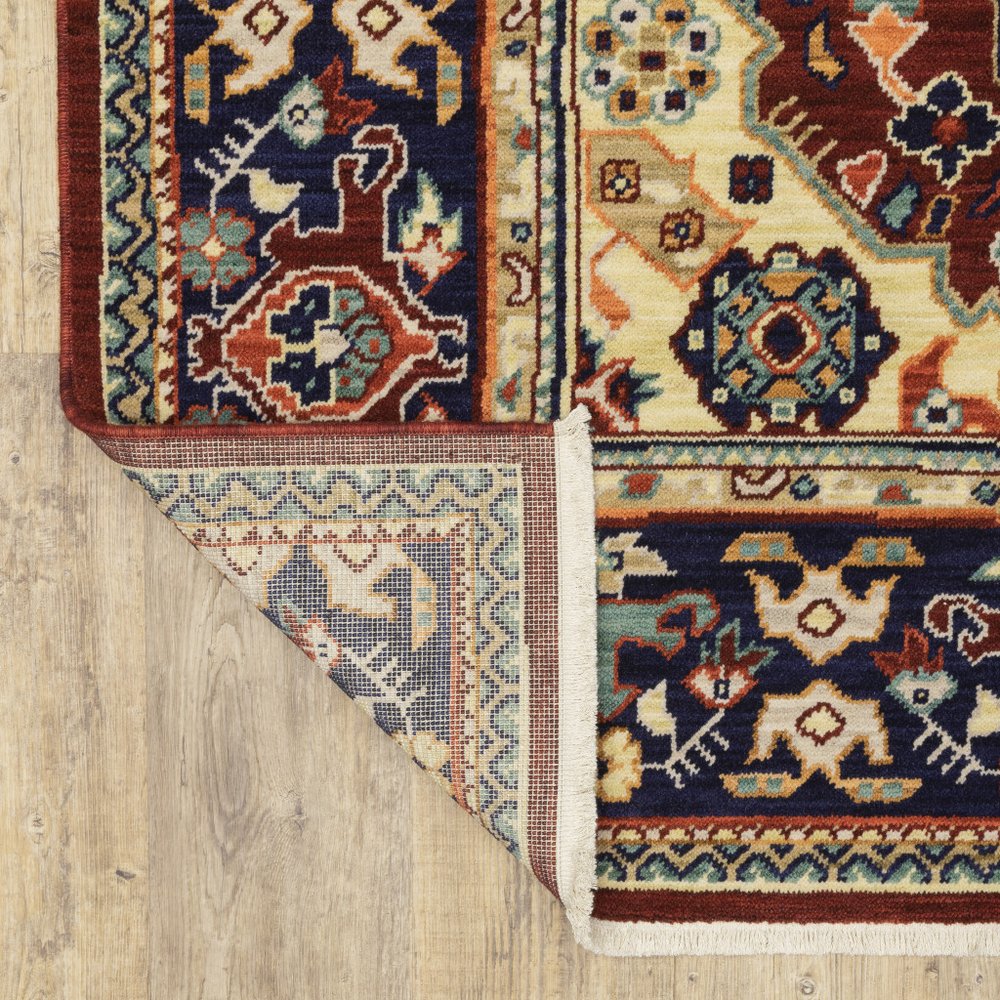 6' Red And Blue Oriental Runner Rug