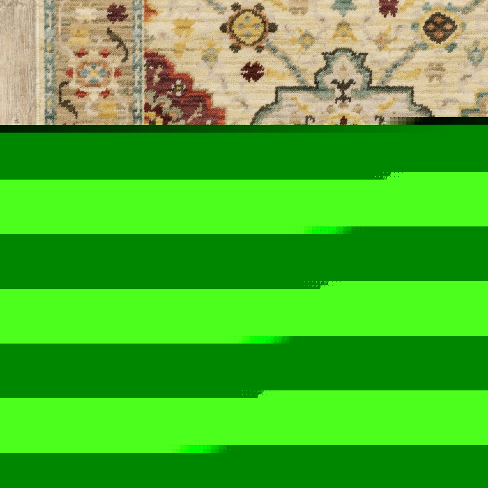 6' X 9' Beige Pale Blue Rust Gold Tan Brown And Orange Oriental Power Loom Stain Resistant Area Rug With Fringe