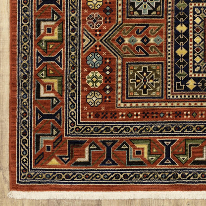 8' X 11' Red and Black Oriental Power Loom Area Rug