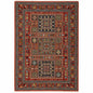 10' X 13' Red Blue And Black Oriental Area Rug With Fringe
