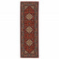 2' X 6' Red Blue Ivory And Orange Oriental Power Loom Stain Resistant Runner Rug With Fringe