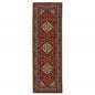 2' X 6' Red Blue Ivory And Orange Oriental Power Loom Stain Resistant Runner Rug With Fringe