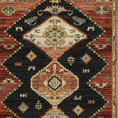 2' X 6' Navy Blue Oriental Power Loom Runner Rug With Fringe