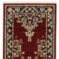 2' X 6' Red Black Beige And Blue Oriental Power Loom Stain Resistant Runner Rug With Fringe