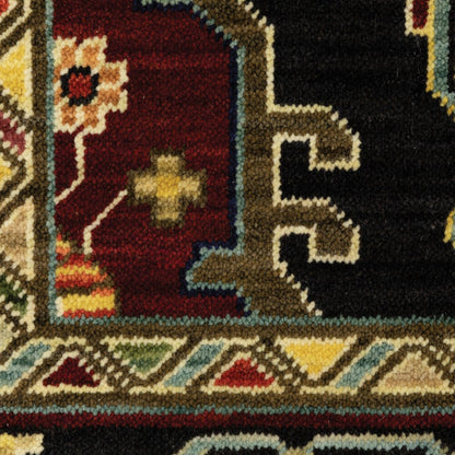 5' X 8' Red and Black Oriental Power Loom Area Rug