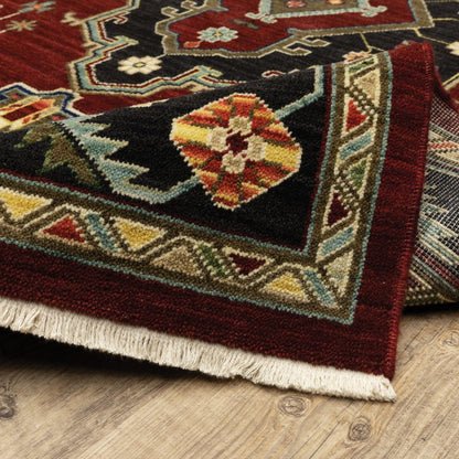 5' X 8' Red and Black Oriental Power Loom Area Rug