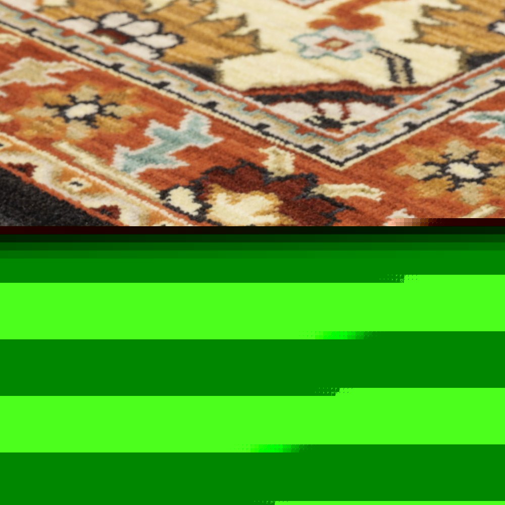 2' X 3' Black and Orange Oriental Power Loom Area Rug