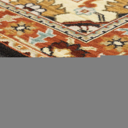 2' X 3' Black and Orange Oriental Power Loom Area Rug