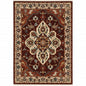 2' X 3' Red Ivory Orange And Blue Oriental Power Loom Stain Resistant Area Rug With Fringe