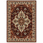 10' X 13' Red Ivory Orange And Blue Oriental Power Loom Stain Resistant Area Rug With Fringe
