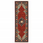 6' Red Blue And Black Medallion Runner Rug