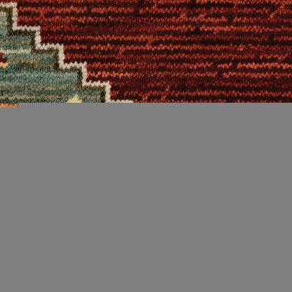 6' Red Blue And Black Medallion Runner Rug