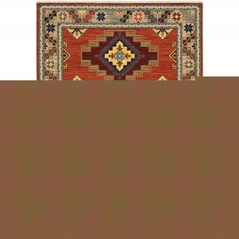 5' X 8' Red And Gold Oriental Area Rug
