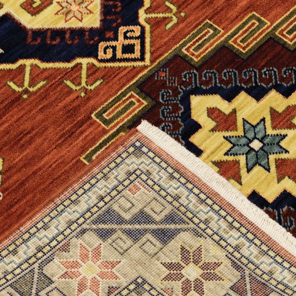 5' X 8' Red And Gold Oriental Area Rug