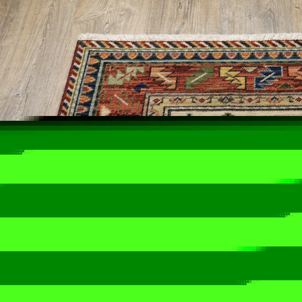 6' Red Blue and White Oriental Power Loom Runner Rug