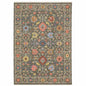 2' X 3' Gray Blue And Orange Oriental Area Rug With Fringe