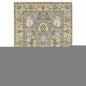 2' X 3' Grey Ivory Orange Teal Green Charcoal Blue And Red Oriental Power Loom Stain Resistant Area Rug With Fringe