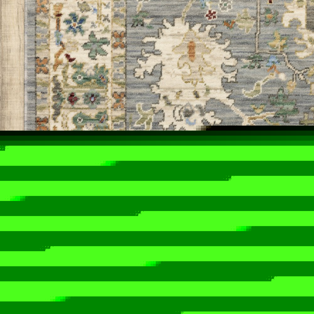 2' X 3' Grey Ivory Orange Teal Green Charcoal Blue And Red Oriental Power Loom Stain Resistant Area Rug With Fringe