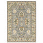 3' X 5' Grey Ivory Orange Teal Green Charcoal Blue And Red Oriental Power Loom Stain Resistant Area Rug With Fringe