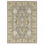 3' X 5' Grey Ivory Orange Teal Green Charcoal Blue And Red Oriental Power Loom Stain Resistant Area Rug With Fringe