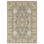 10' X 13' Grey Ivory Orange Teal Green Charcoal Blue And Red Oriental Power Loom Stain Resistant Area Rug With Fringe
