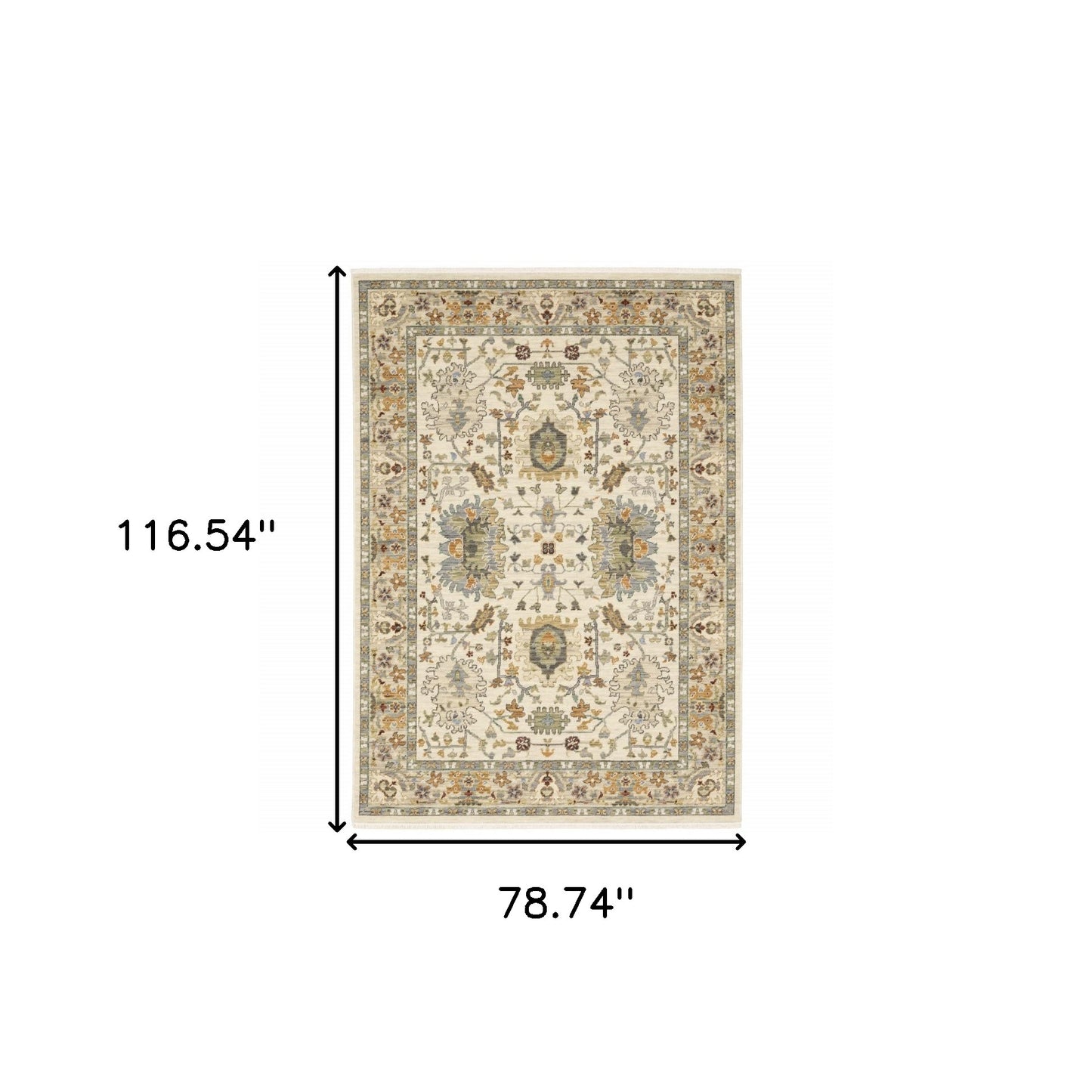 6' X 9' Brown And Ivory Oriental Power Loom Area Rug With Fringe