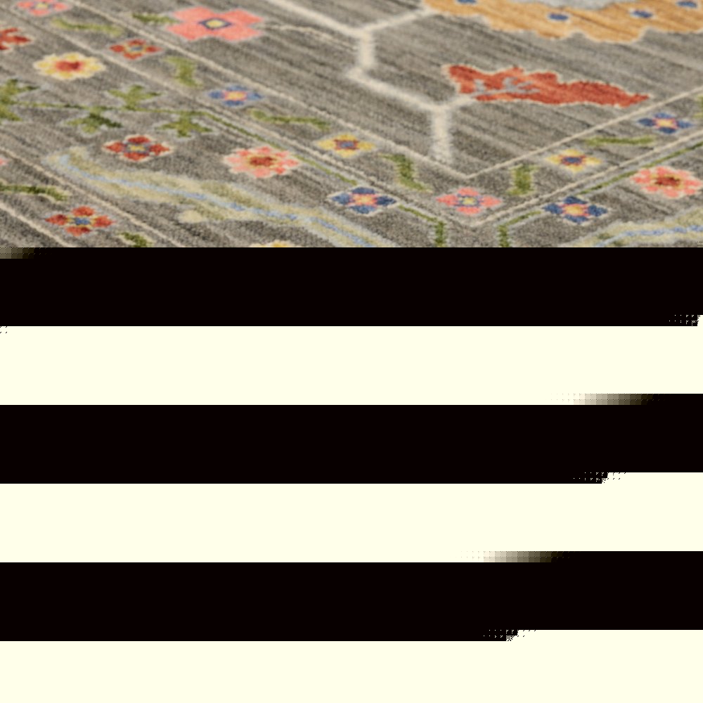 10' X 13' Gray Blue And Red Oriental Area Rug With Fringe