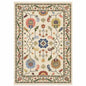 2' X 3' Ivory Green And Red Oriental Area Rug With Fringe