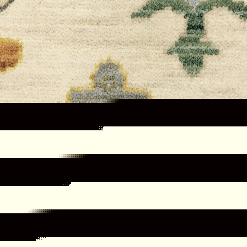 5' X 8' Ivory Beige And Blue Oriental Area Rug With Fringe