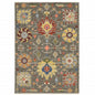 5' X 8' Gray Ivory And Red Oriental Area Rug With Fringe