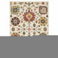 5' X 8' Ivory Blue And Red Oriental Area Rug With Fringe