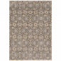 2' X 3' Grey And Tan Floral Power Loom Stain Resistant Area Rug With Fringe