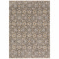 2' X 3' Grey And Tan Floral Power Loom Stain Resistant Area Rug With Fringe