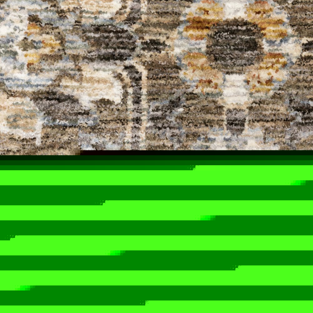 2' X 3' Grey And Tan Floral Power Loom Stain Resistant Area Rug With Fringe