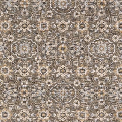 10' X 13' Grey And Tan Floral Power Loom Stain Resistant Area Rug With Fringe