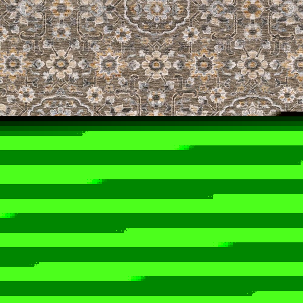 10' X 13' Grey And Tan Floral Power Loom Stain Resistant Area Rug With Fringe