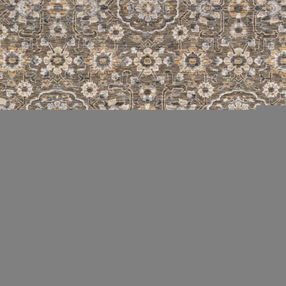 10' X 13' Grey And Tan Floral Power Loom Stain Resistant Area Rug With Fringe