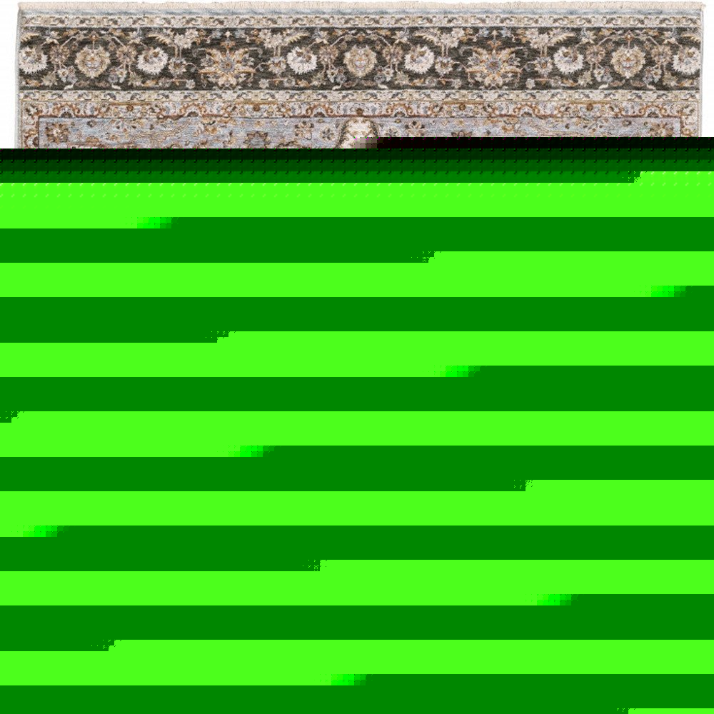 5' X 8' Ivory And Blue Oriental Power Loom Stain Resistant Area Rug With Fringe