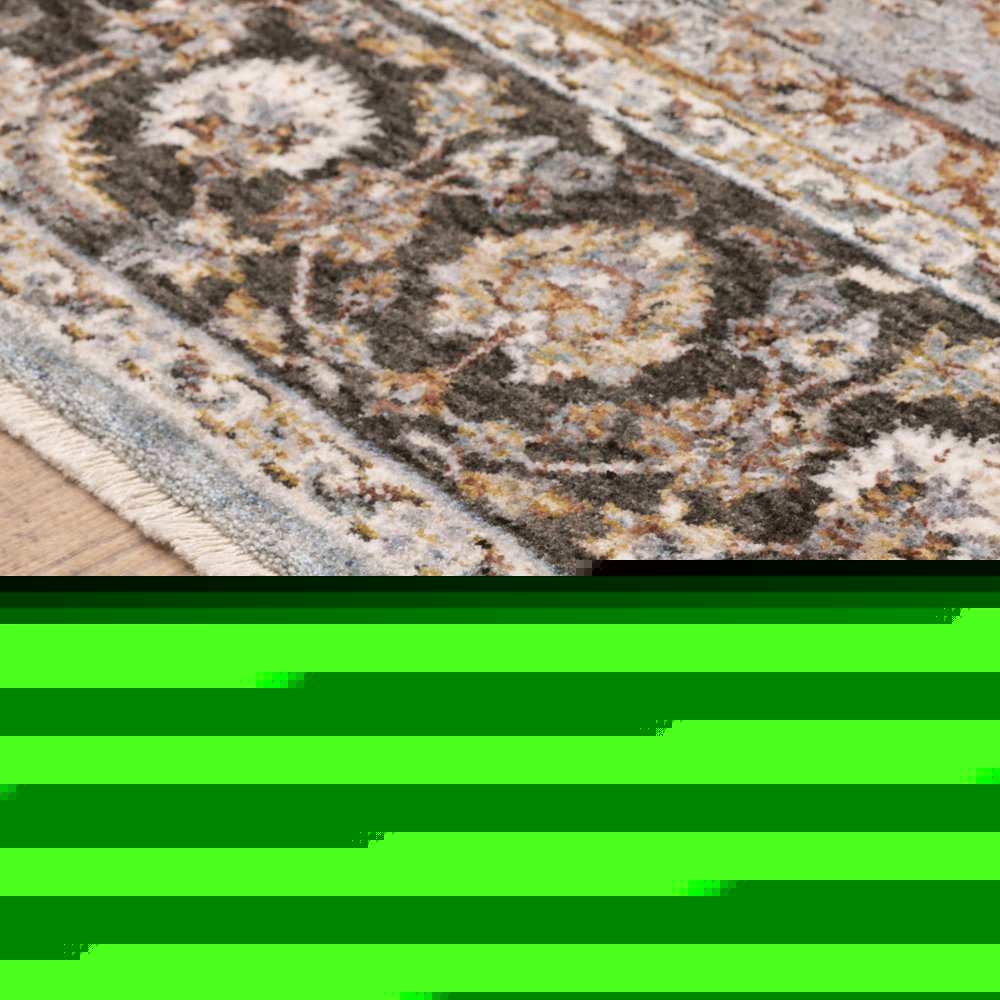 8' X 11' Ivory And Blue Oriental Area Rug With Fringe
