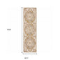 2' X 8' Gold And Ivory Oriental Power Loom Stain Resistant Runner Rug With Fringe