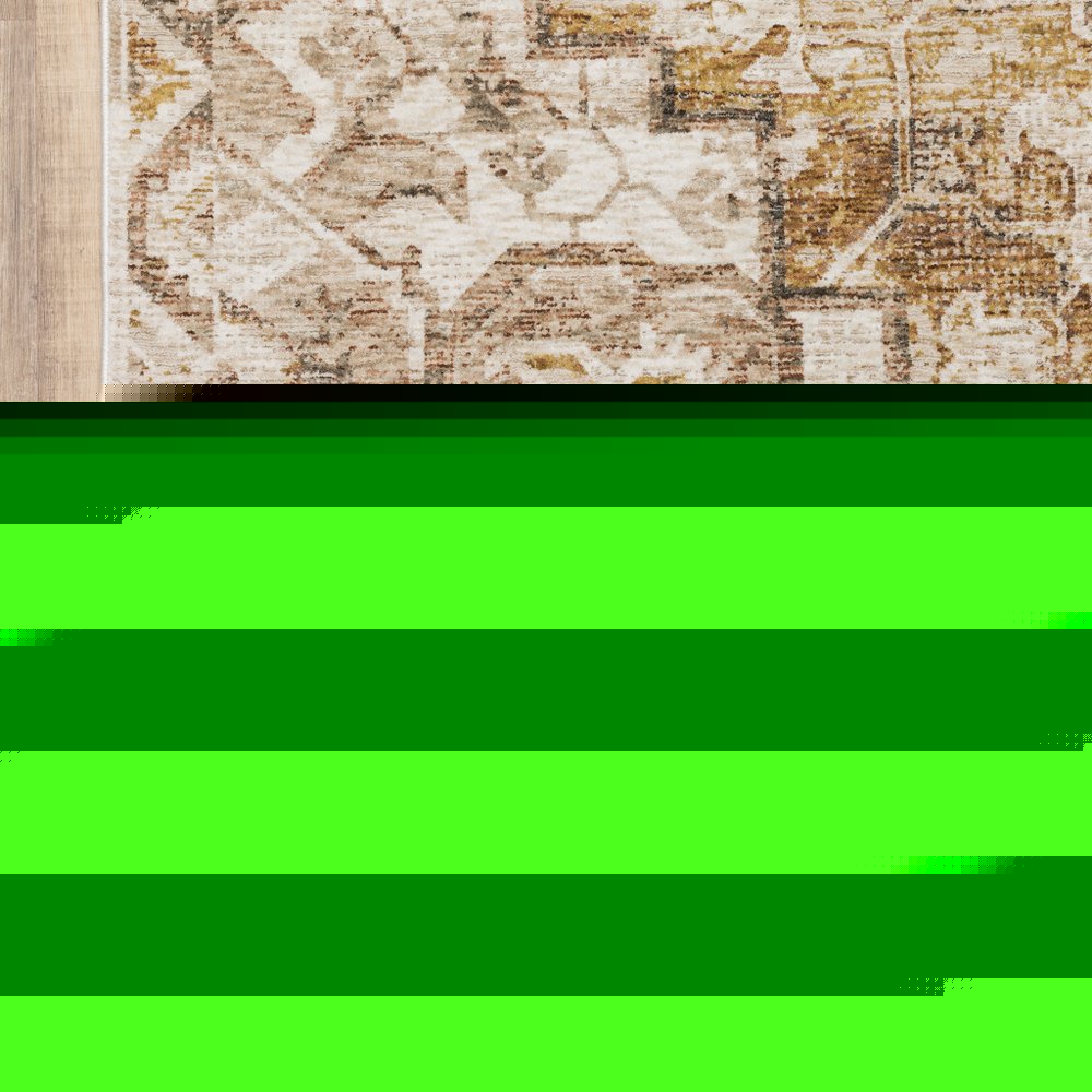 10' X 13' Gold And Brown Oriental Distressed Area Rug With Fringe