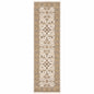 2' X 8' Ivory And Gold Oriental Power Loom Stain Resistant Runner Rug With Fringe