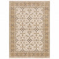 2' X 3' Ivory And Gold Oriental Power Loom Stain Resistant Area Rug With Fringe