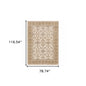 7' X 10' Ivory And Gold Oriental Area Rug With Fringe